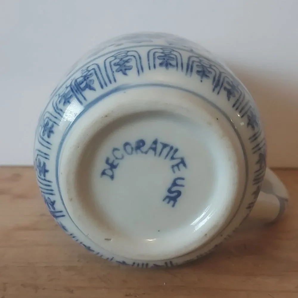 Blue and White Floral Ceramic Pitcher Creamer Vase